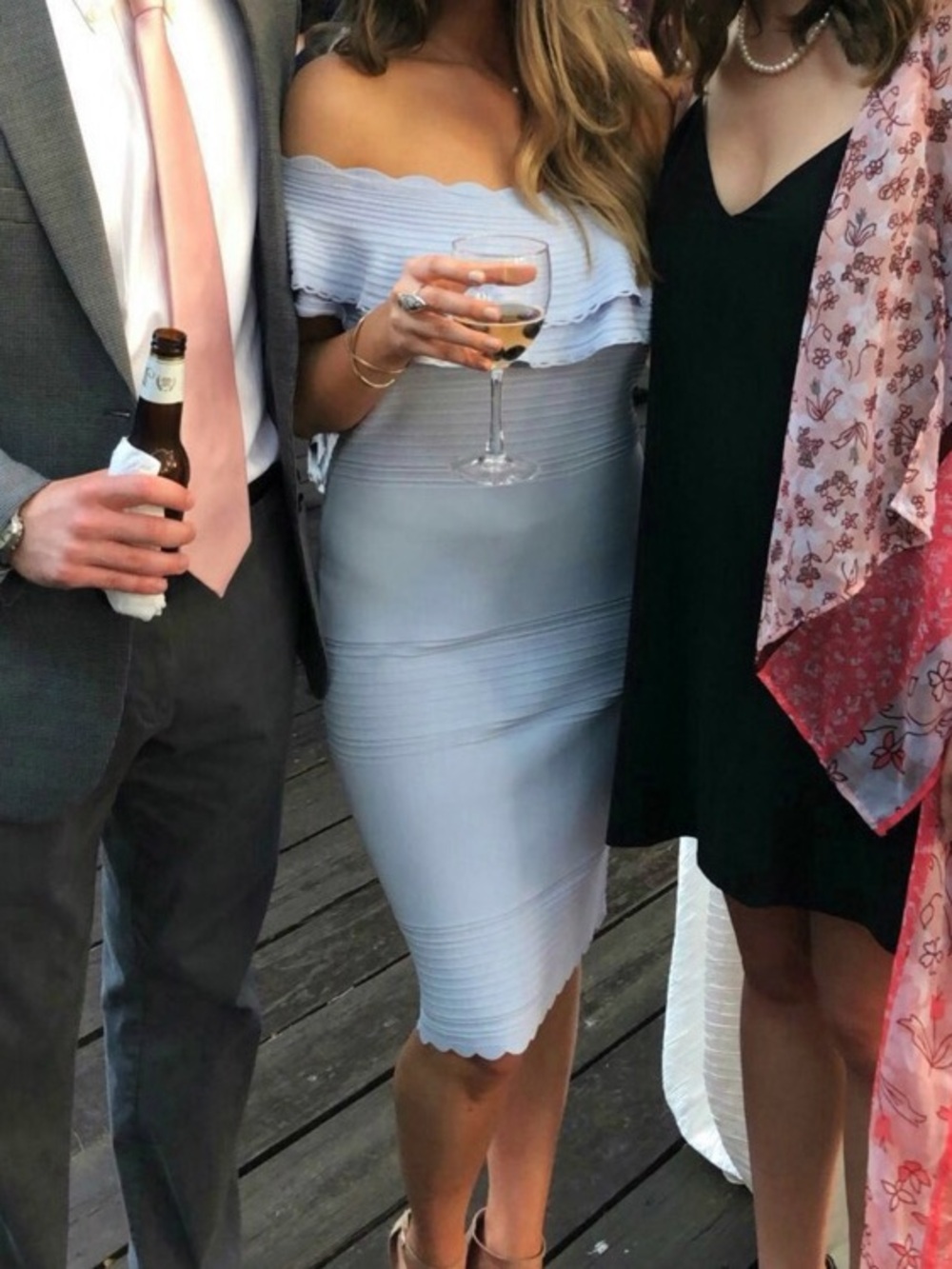 Elegant light blue Off-Shoulder Dress